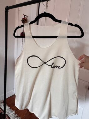 Women's Cream Tank Top with Infinity Love Graphic